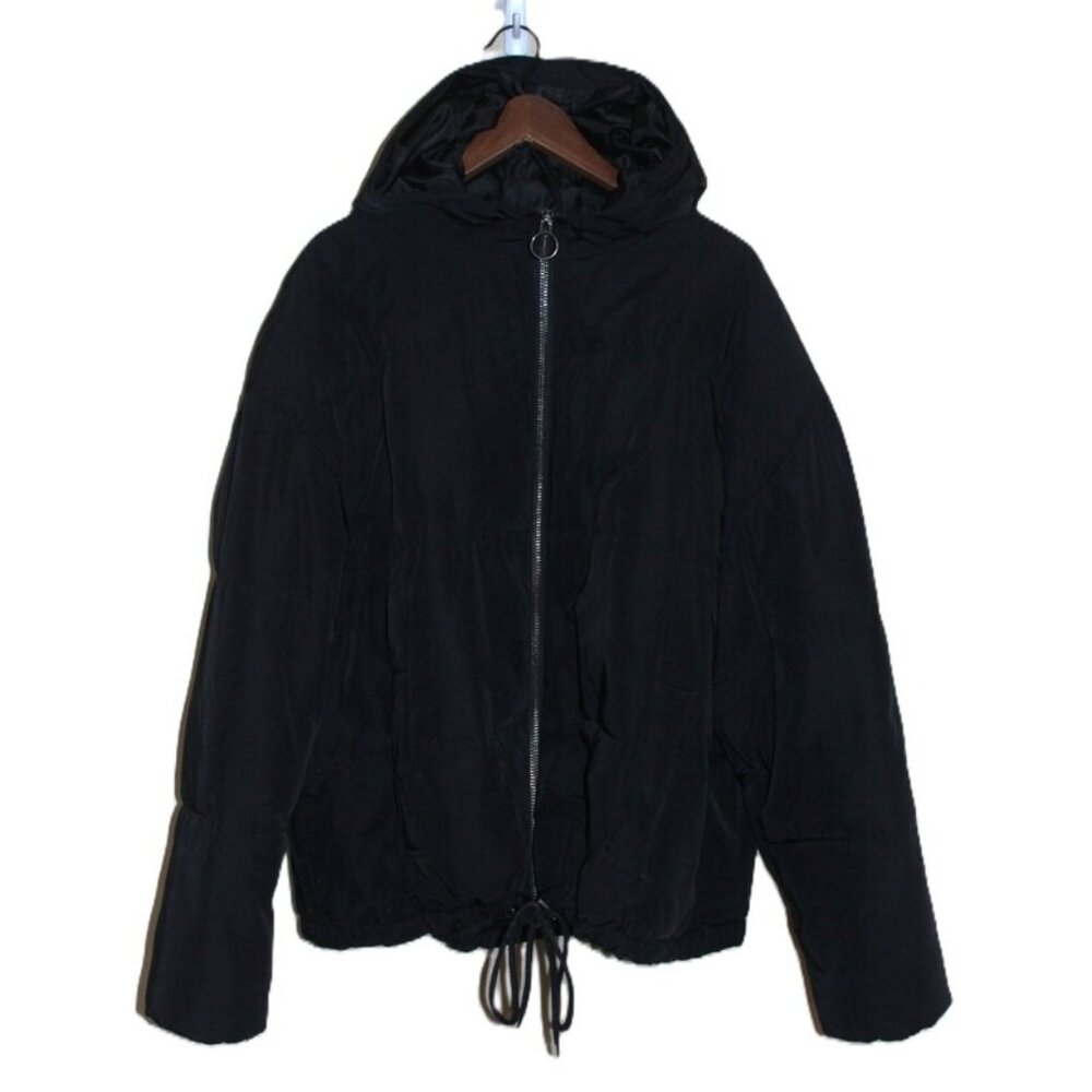 ASOS Relaxed-Fit Hooded & Warm Bomber Jacket in Black - Size 16/XL
